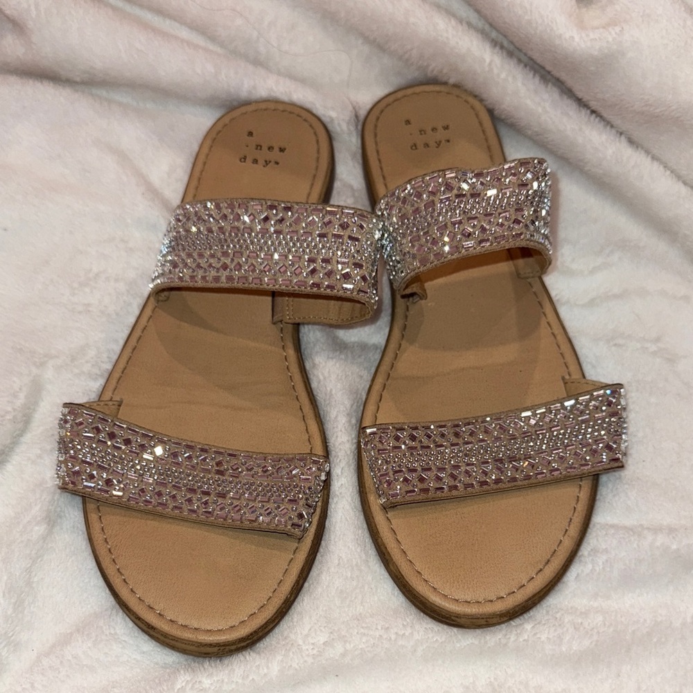 Crystal Women's Tan Sandals with Silver Accents